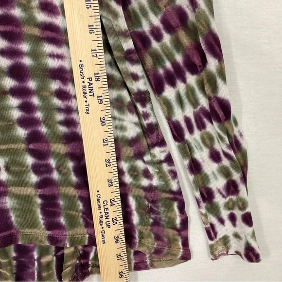 XCVI Purple Green Tie Dye Round Neck Stretch Long Sleeve Top Medium - Picture 3 of 10